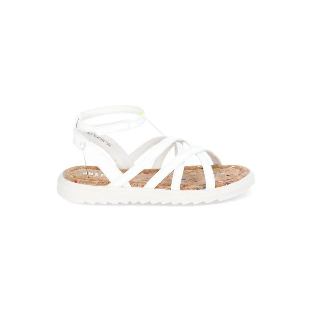 Justice Little Girl & Big Girl Strappy Sandal, Size 13, Open Toe, White, Medium